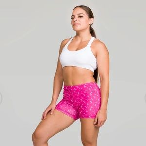 IAB size S CrossFit shorts pink w/ white flowers